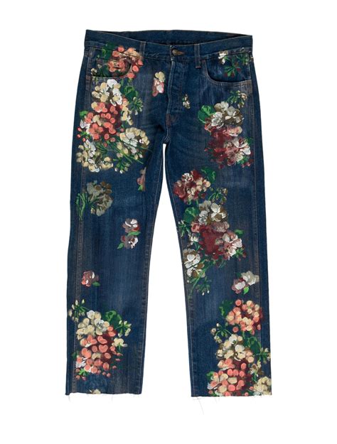 gucci floral jeans